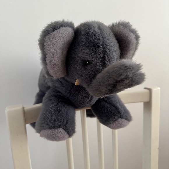 Cute blue grey elephant plush toy Dumbo Babar style jungle animals plush stuffed - Picture 3 of 7